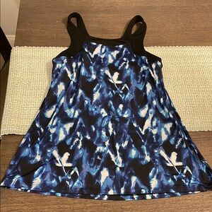 Lysse Black and Blue Abstract Exercise Tank